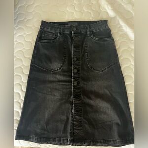 Kut from the Kloth Black Button-Front A-Line Denim Skirt Size 0